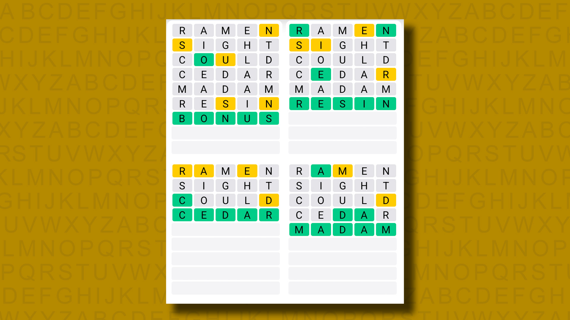 Quordle hints and answers for Friday, July 25 (game #1278)