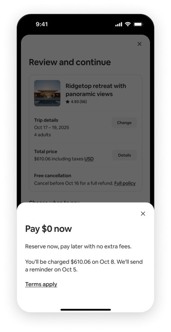 Airbnb will allow US users book stays without paying upfront