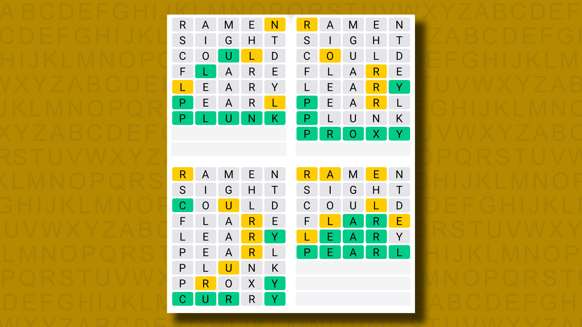 Quordle hints and answers for Thursday, August 7 (game #1291)
