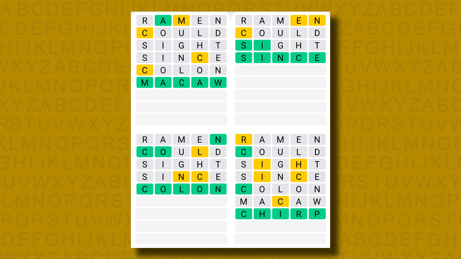 Quordle hints and answers for Monday, August 4 (game #1288)