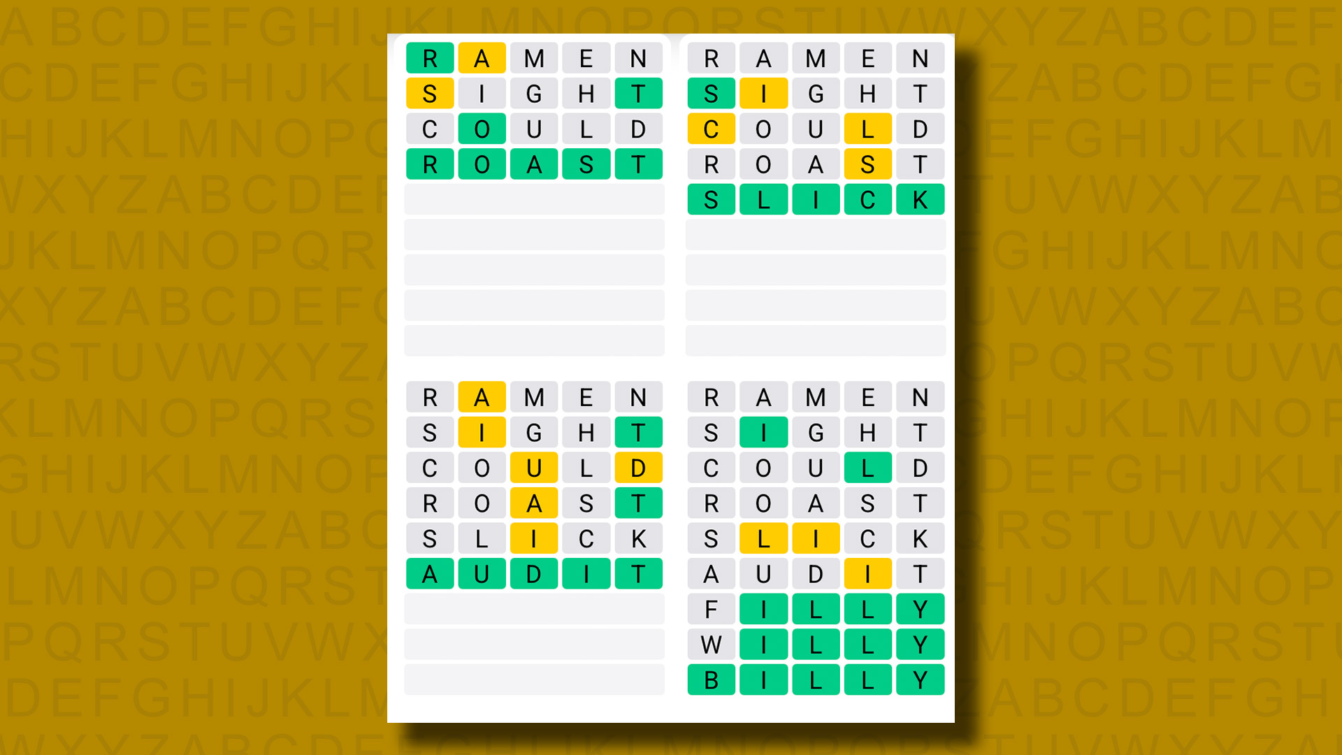 Quordle hints and answers for Tuesday, August 5 (game #1289)