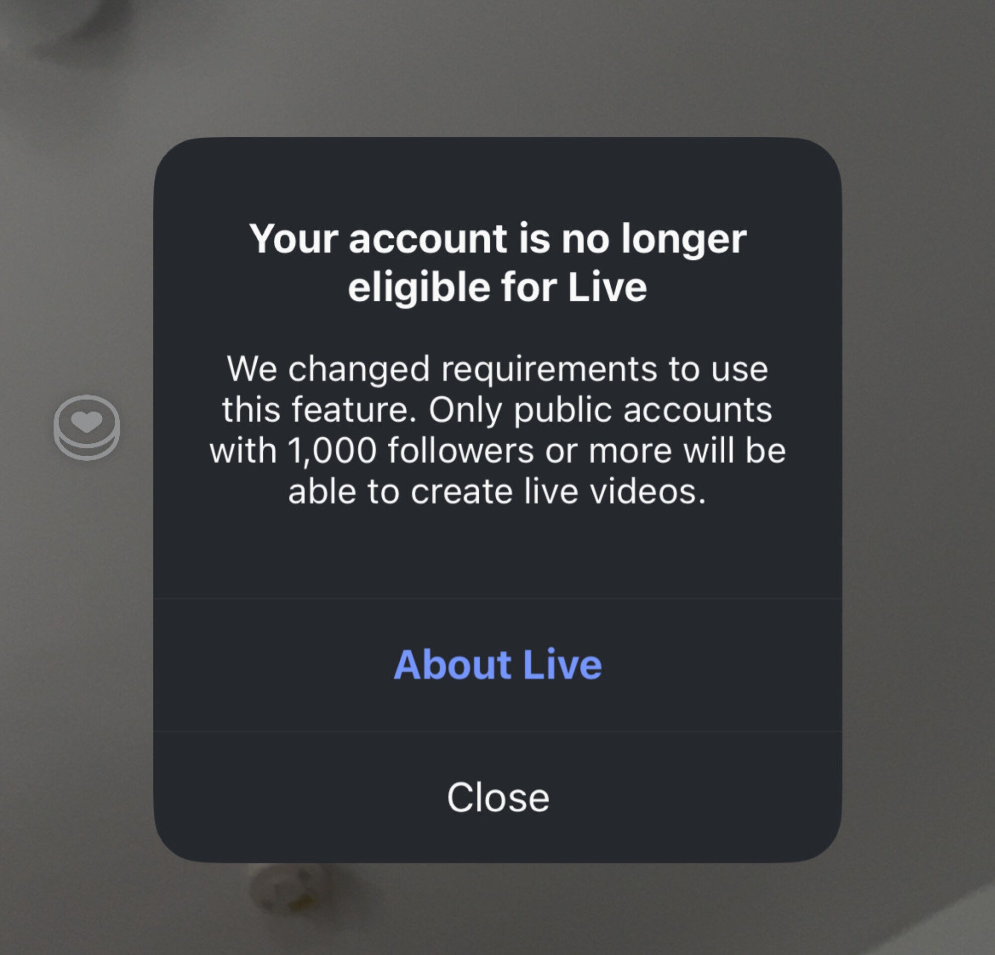 You can no longer go live on Instagram unless you have 1,000 followers
