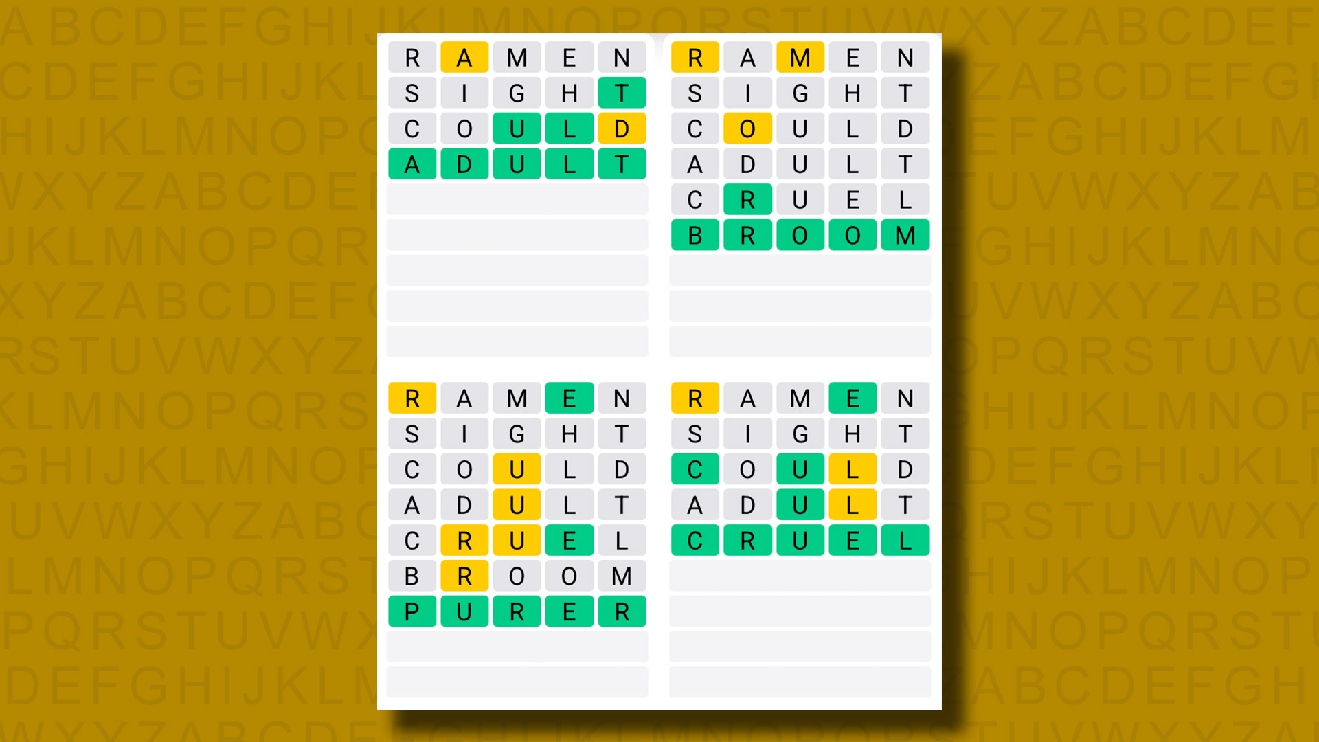 Quordle hints and answers for Monday, August 11 (game #1295)