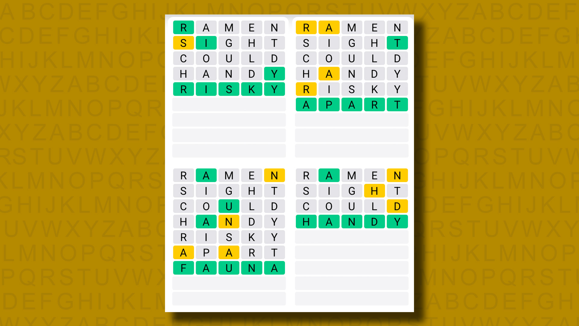 Quordle hints and answers for Wednesday, August 6 (game #1290)