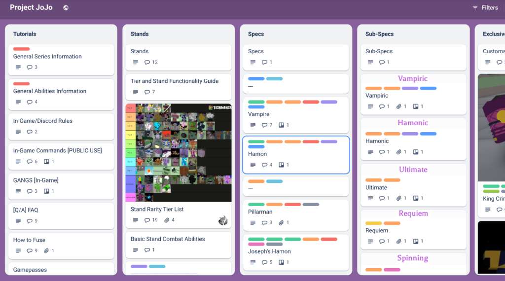 Project Jojo Trello & Discord Link (2025)